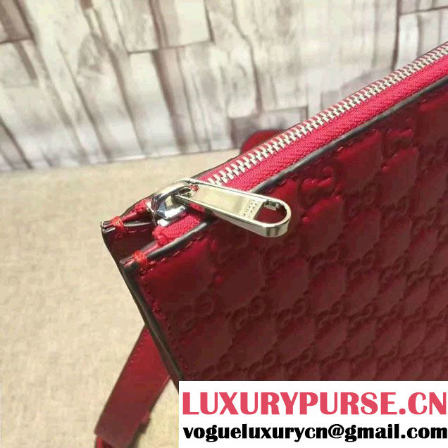 Gucci Signature Leather Messenger Bag 429004 Red 2016