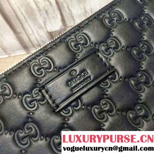 Gucci Signature Leather Messenger Bag 429004 Black 2016