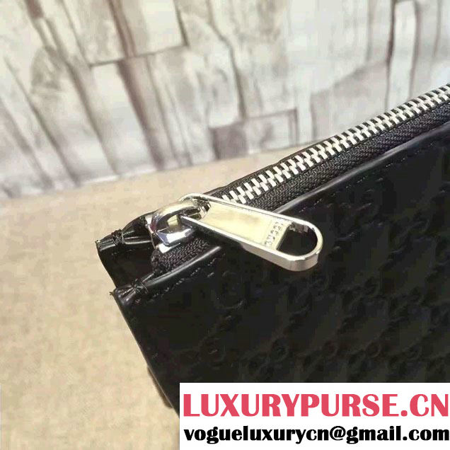Gucci Signature Leather Messenger Bag 429004 Black 2016