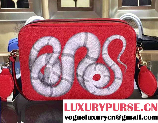 Gucci Snake Print Messenger Bag 453572 Red Cruise 2017