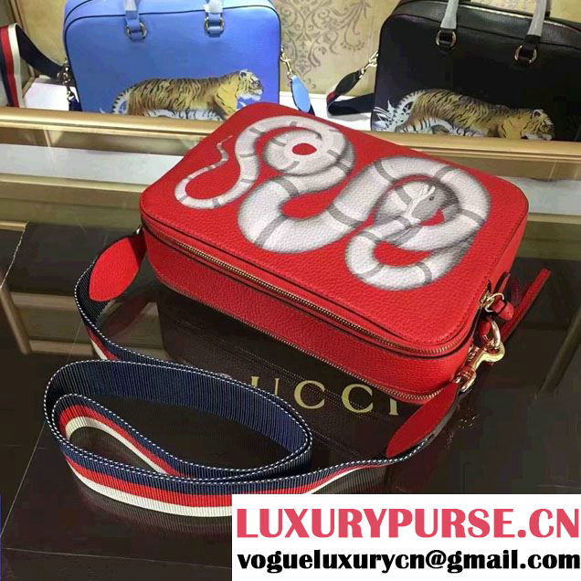 Gucci Snake Print Messenger Bag 453572 Red Cruise 2017