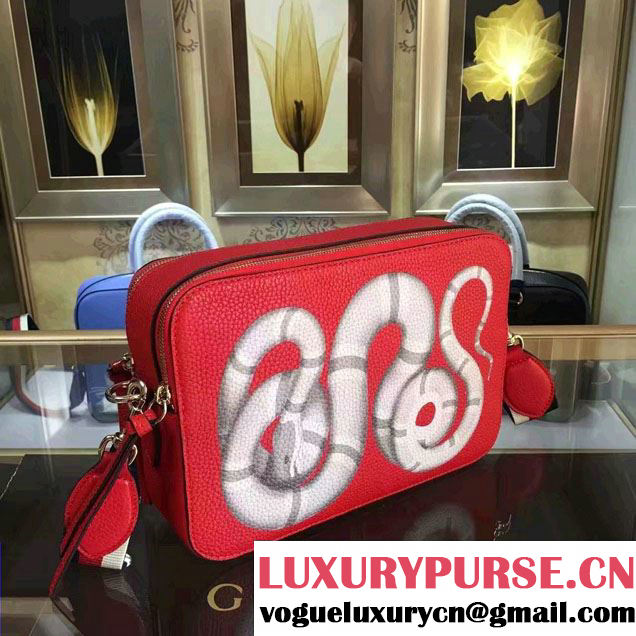 Gucci Snake Print Messenger Bag 453572 Red Cruise 2017