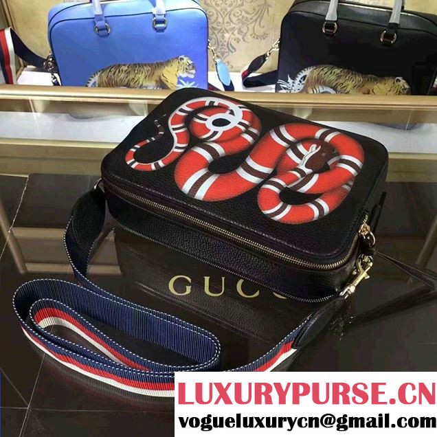 Gucci Snake Print Messenger Bag 453572 Black Cruise 2017