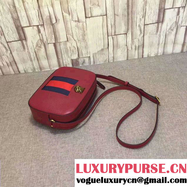 Gucci Animalier Textured Leather Messenger Bag 412009 Red 2016
