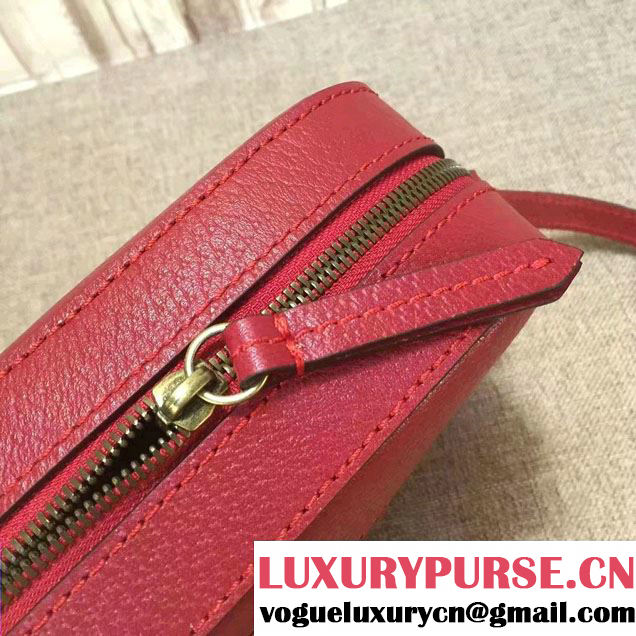 Gucci Animalier Textured Leather Messenger Bag 412009 Red 2016