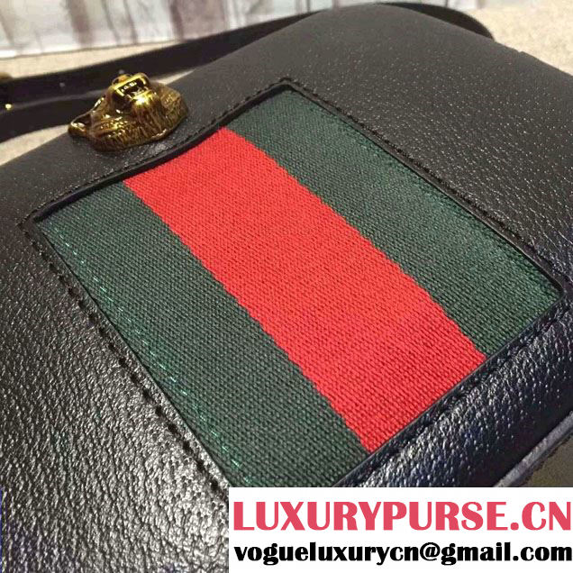 Gucci Animalier Textured Leather Messenger Bag 412009 Black 2016