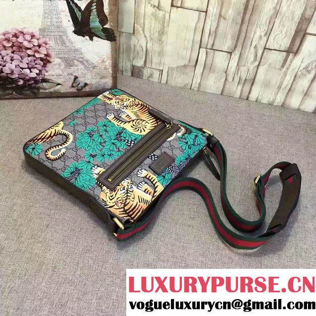 Gucci GG Supreme Messenger Medium Flap Bag 406408 Bangal Green 2016