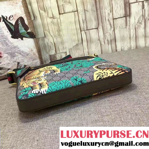 Gucci GG Supreme Messenger Medium Flap Bag 406408 Bangal Green 2016