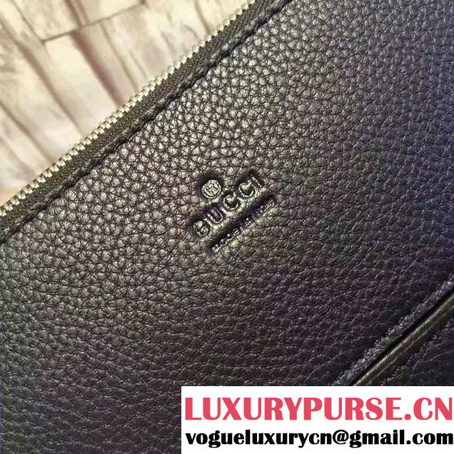 Gucci Signature Leather Messenger Bag 394915 Black 2016