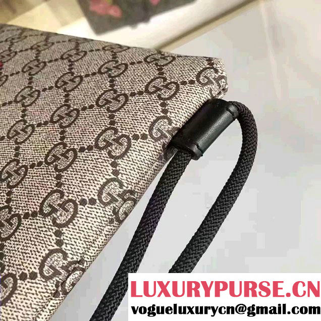 Gucci Angry Cat Print GG Supreme Drawstring Backpack 473872 2017