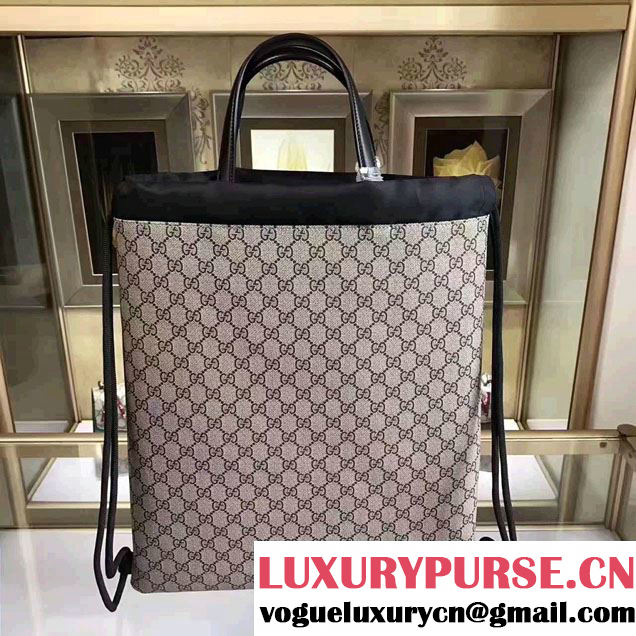 Gucci Angry Cat Print GG Supreme Drawstring Backpack 473872 2017