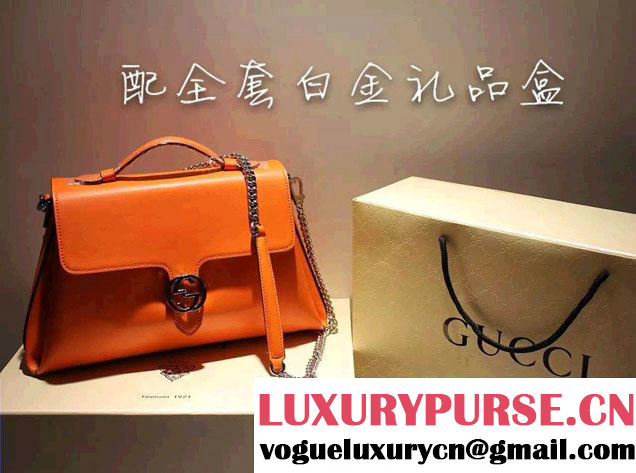 Gucci Interlocking Leather Shoulder Tote Bag 387605 Dark Yellow 2015