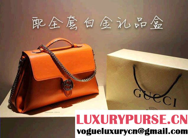 Gucci Interlocking Leather Shoulder Tote Bag 387605 Dark Yellow 2015