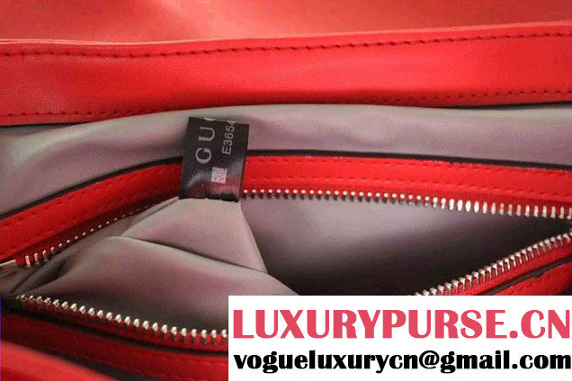 Gucci Interlocking Leather Shoulder Tote Bag 387605 Red 2015