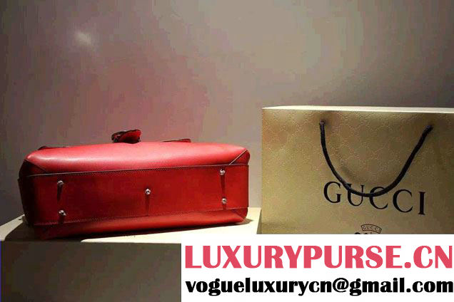 Gucci Interlocking Leather Shoulder Tote Bag 387605 Red 2015