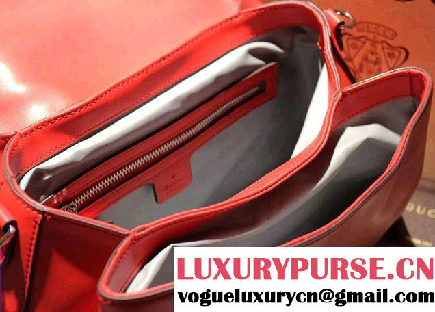 Gucci Interlocking Leather Shoulder Tote Bag 387605 Red 2015
