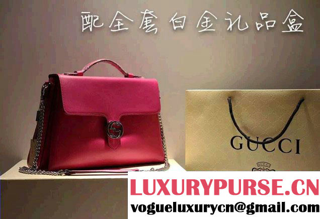 Gucci Interlocking Leather Shoulder Tote Bag 387605 Dark Pink 2015