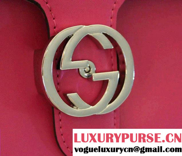 Gucci Interlocking Leather Shoulder Tote Bag 387605 Dark Pink 2015