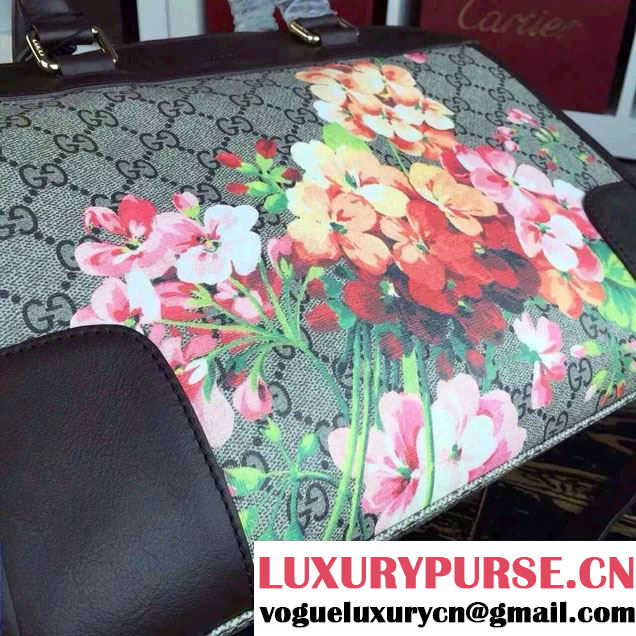 Gucci Dionysus Blooms Print GG Supreme Duffle Tote Bag 387509 Tan 2015