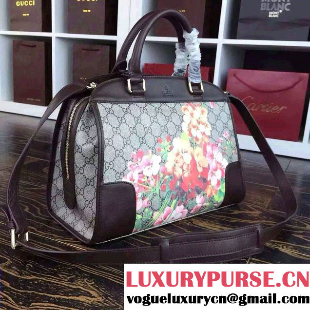 Gucci Dionysus Blooms Print GG Supreme Duffle Tote Bag 387509 Tan 2015