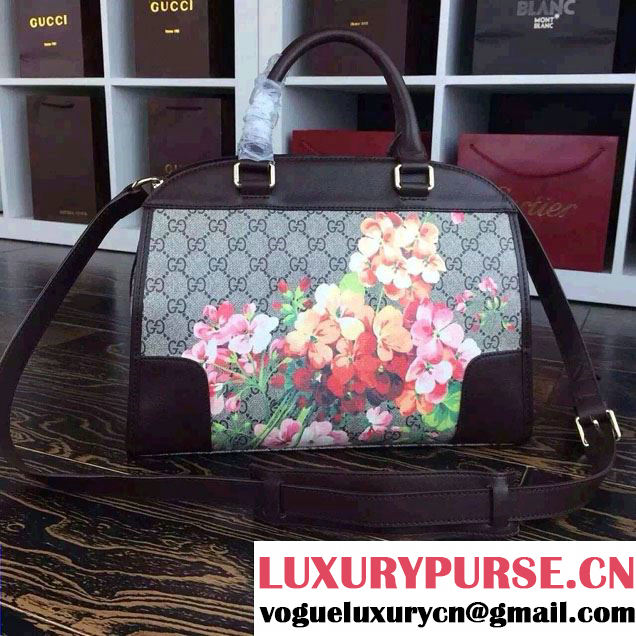 Gucci Dionysus Blooms Print GG Supreme Duffle Tote Bag 387509 Tan 2015