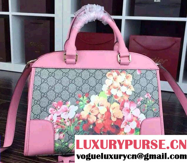 Gucci Dionysus Blooms Print GG Supreme Duffle Tote Bag 387509 Pink 2015