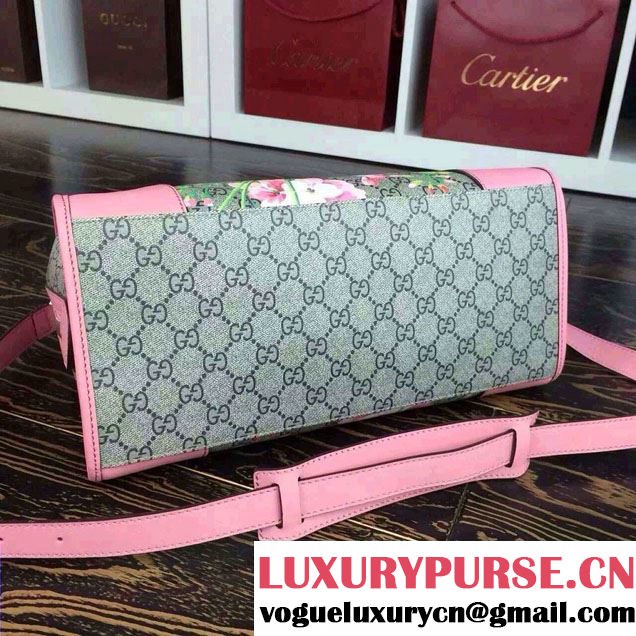 Gucci Dionysus Blooms Print GG Supreme Duffle Tote Bag 387509 Pink 2015