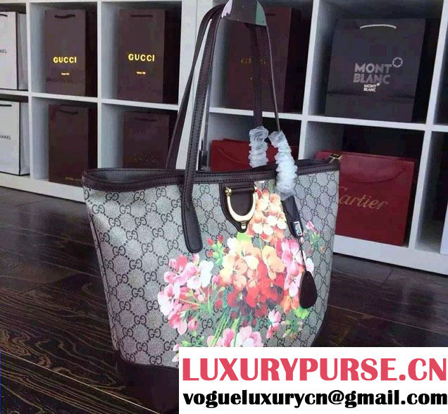 Gucci Dionysus Blooms Print GG Supreme Tote Bag 308604 Tan 2015