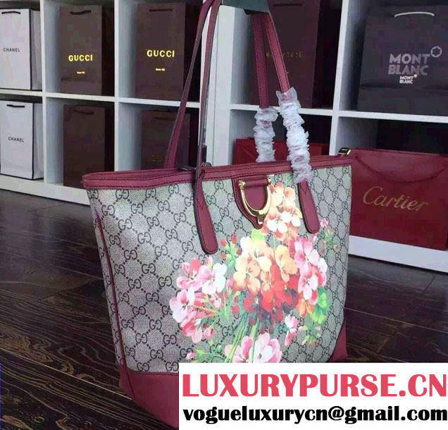 Gucci Dionysus Blooms Print GG Supreme Tote Bag 308604 Burgundy 2015