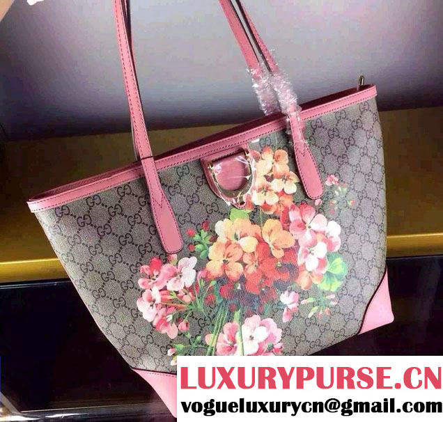 Gucci Dionysus Blooms Print GG Supreme Tote Bag 308604 Pink 2015