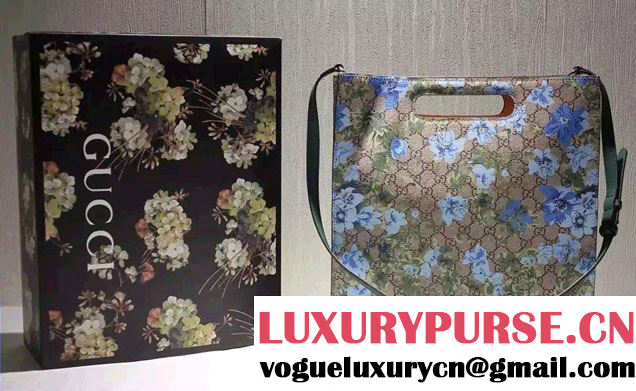 Gucci XL GG Floral Print Embroidered Bird Tote Bag 414476 2016