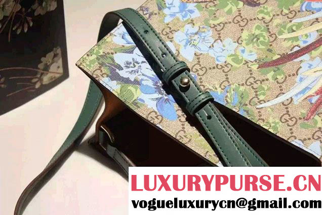 Gucci XL GG Floral Print Embroidered Bird Tote Bag 414476 2016