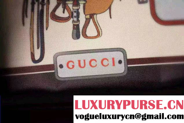 Gucci Horse Frame Print Travel Shopping Tote Bag Black 2016