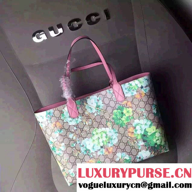Gucci GG Blooms Reversible Leather Tote Bag 368568 Green/Pink 2016