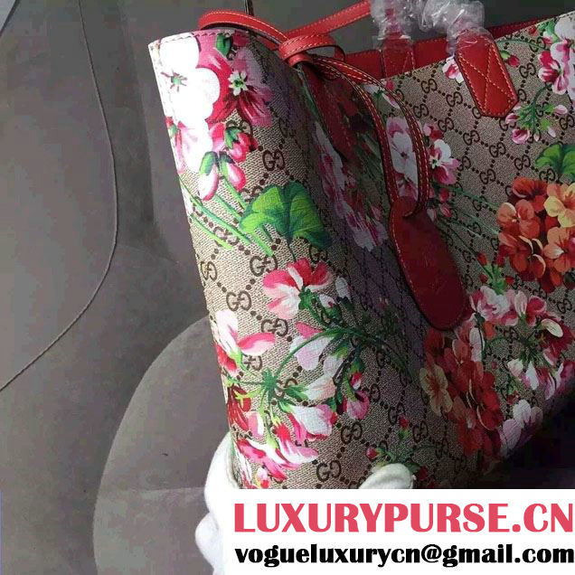Gucci GG Blooms Reversible Leather Tote Bag 368568 Red 2016