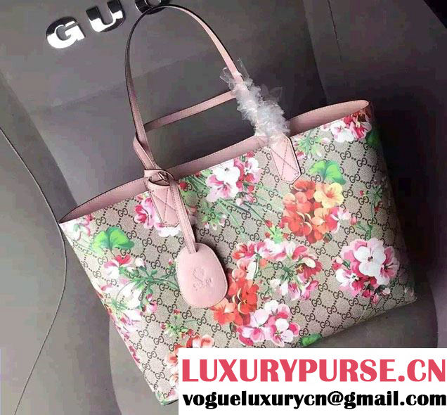 Gucci GG Blooms Reversible Leather Tote Bag 368568 Pink 2016