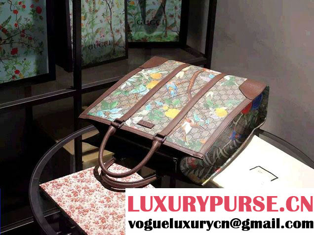 Gucci Tian GG Supreme Tote Bag 406387 Brown 2016