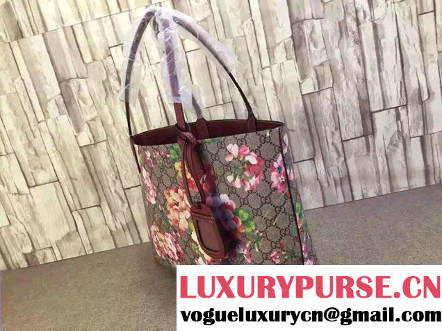 Gucci Reversible Leather Tote Medium Bag 368568 GG Blooms Rose 2016
