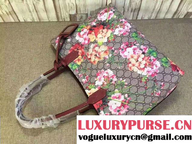 Gucci Reversible Leather Tote Medium Bag 368568 GG Blooms Rose 2016