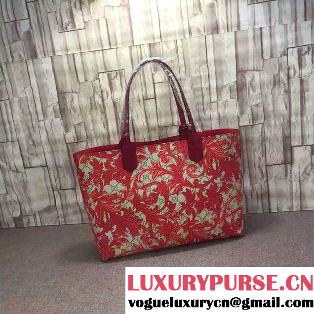 Gucci Reversible Leather Tote Medium Bag 368568 Arabesque Red 2016