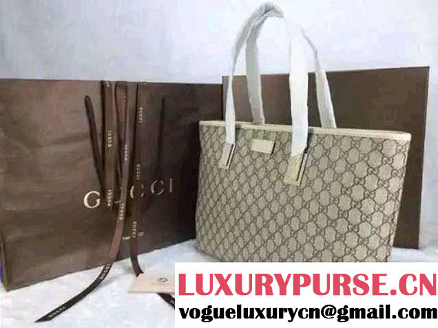 Gucci GG Supreme Canvas Tote Bag 211137 White 2016