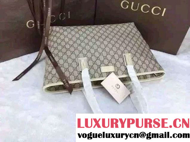 Gucci GG Supreme Canvas Tote Bag 211137 White 2016