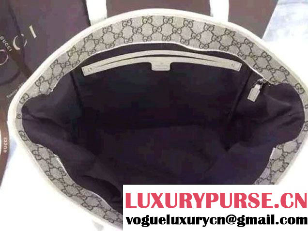 Gucci GG Supreme Canvas Tote Bag 211137 White 2016