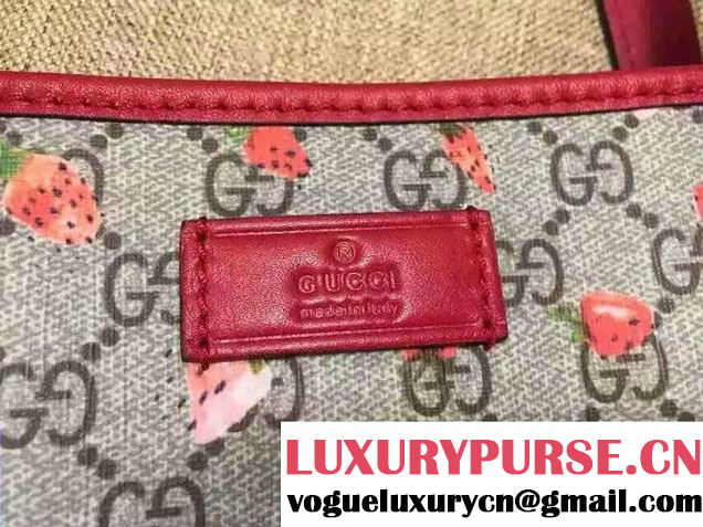 Gucci GG Supreme Canvas Tote Bag 211137 Strawberry Print 2016