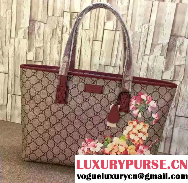 Gucci GG Supreme Canvas Tote Bag 211137 Blooms Print Rose 2016