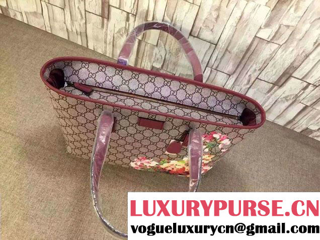 Gucci GG Supreme Canvas Tote Bag 211137 Blooms Print Rose 2016
