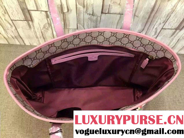 Gucci GG Supreme Canvas Tote Bag 211137 Blooms Print Pink 2016