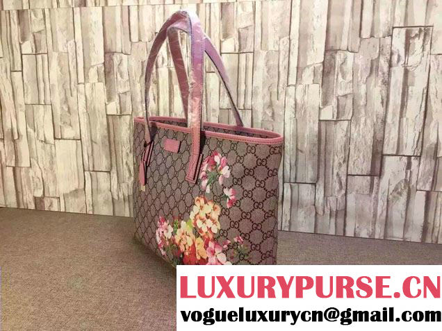 Gucci GG Supreme Canvas Tote Bag 211137 Blooms Print Pink 2016