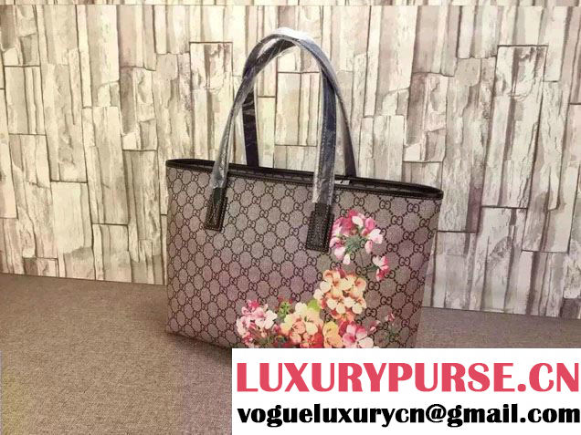 Gucci GG Supreme Canvas Tote Bag 211137 Blooms Print Black 2016