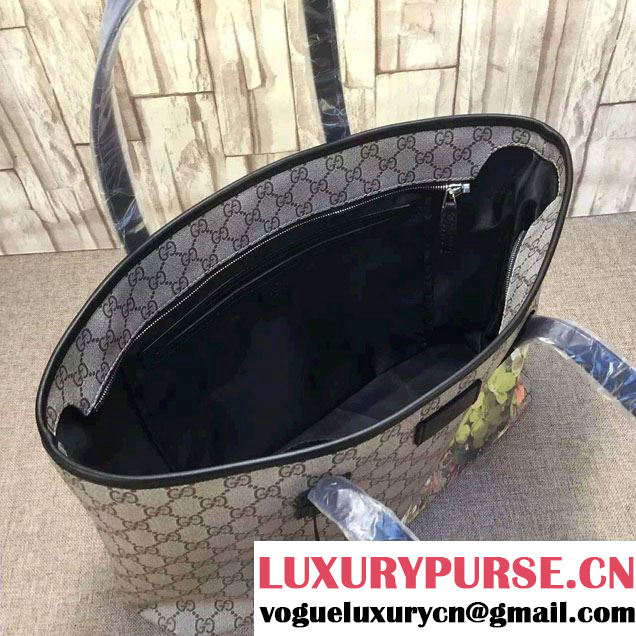 Gucci GG Supreme Canvas Tote Bag 211137 Green Blooms Print 2016
